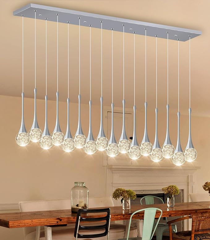16 Lights Modern Glam Crystal Chandelier for High Ceiling LED Dimmable Pendant Light for Staircase Foyer Enterway Living Room Chandelier Lighting Silver