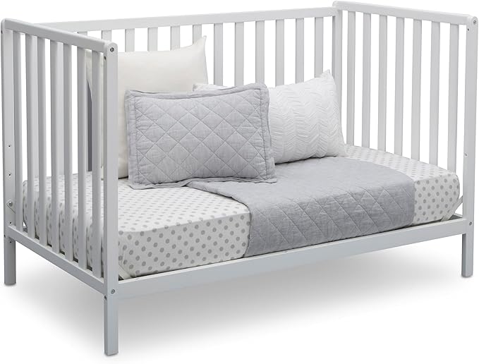 Delta Children Heartland 4-in-1 Convertible Crib - Greenguard Gold Certified, Bianca White