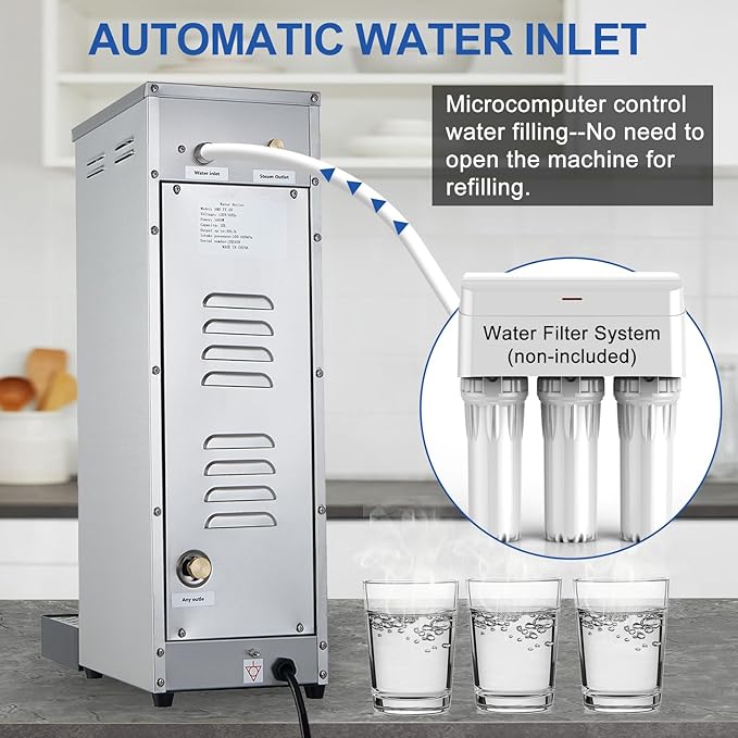 Hot Water Dispenser Commercial Water Boiler Electric Warmer Hot Water Machine Stainless Steel 30L(8GAL)/Hour Step-heating Temperature Control 86-212°F for Boba Tea Coffee Office Restaurant 1600W