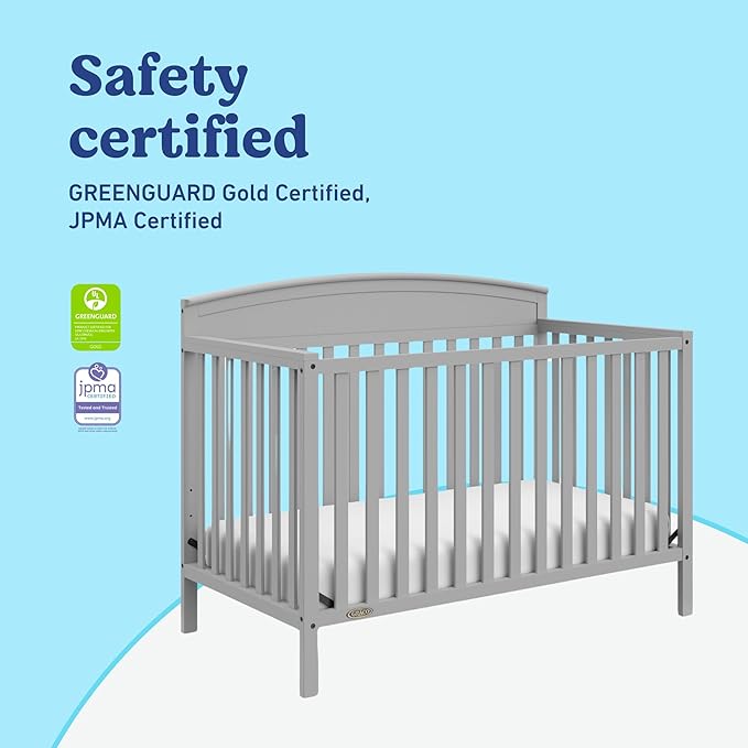 Graco Benton 5-in-1 Convertible Crib (Pebble Gray) – GREENGUARD Gold Certified, Converts from Baby Crib to Toddler Bed, Daybed and Full-Size Bed, Fits Standard Full-Size Crib Mattress