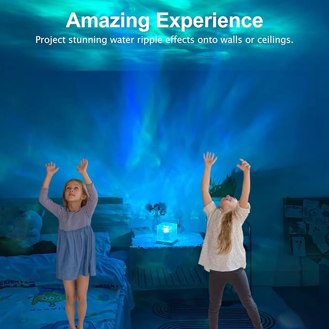 2 Packs Corded Lava Lamp with 2 Charger Adapters,Ocean Lamp Ocean Wave Projector Light Northern Lights Aurora Cube with 16 Colors and Dynamic Ripple Effect for Living Room Bedroom Decor - 5.1"