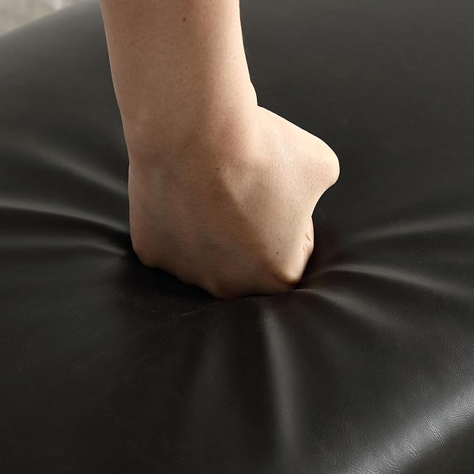 Upholstered Entryway Bench Modern Shoe Benches for Hallway Porch Bedroom Bench for End of Bed Dining Bench for Dining Table Dining Room Kitchen Window with Wood Legs, PU Leather, Black