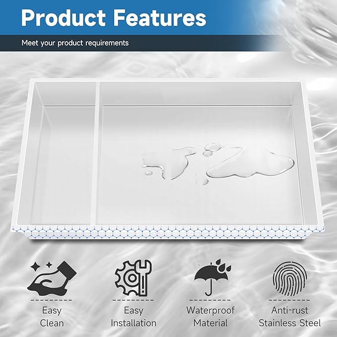 12" X 25" Stainless Steel Shower Niche Insert Tile Ready, Niche for Shower Wall, 2-Tier Recessed Shelves No Tile Needed for Bathroom Storage, White