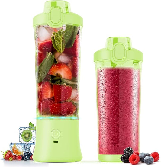 Portable Blender, 270W for Shakes & Smoothies - Waterproof, USB Rechargeable with 20 oz BPA-Free Cup & Travel Lid (Yellow, 20 oz)