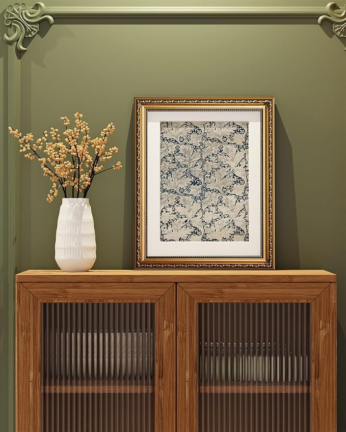 VIYYIEA Gold Framed Wall Art Canvas Print Home Decor Flower Art Room Decor Floral Scenic Oil Painting Art Prints French Romantic Botanical Wall Decor Wall Pictures for Bedroom Bathroom Office 13x16in