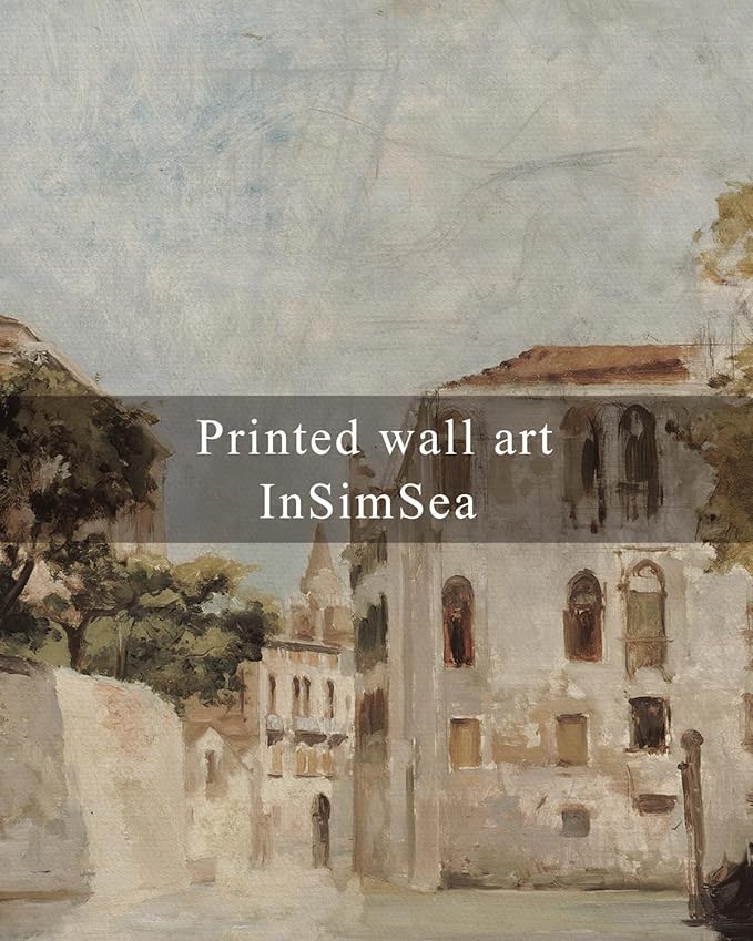 InSimSea Framed Wall Art for Living Room Classical Cityscape Painting Vintage Wall Decoration View of Venice Moody Canvas Print Bathroom Pictures Farmhouse Shelf Decor Office Home Rustic Decor 8x10in