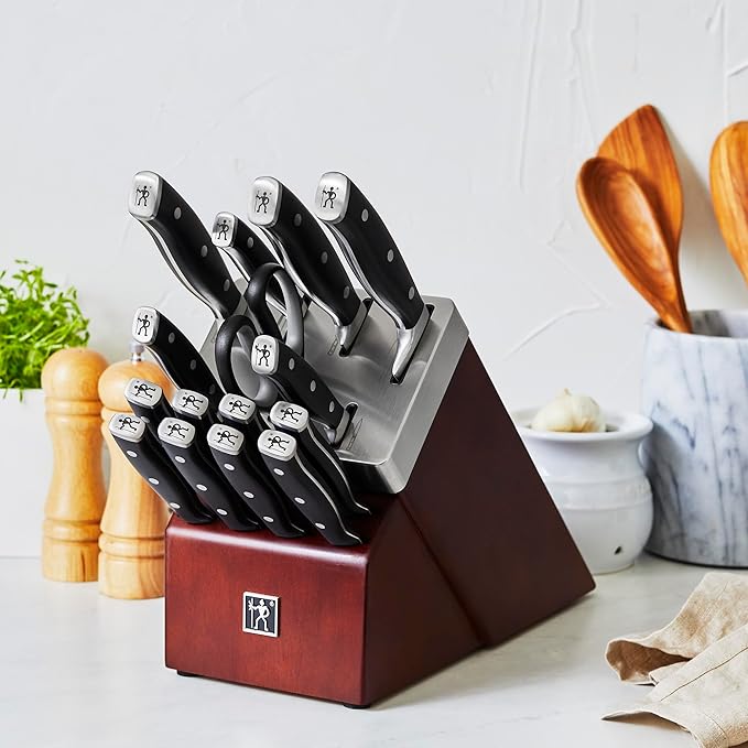 HENCKELS Forged Accent 16-pc Self-Sharpening Knife Block Set, Walnut