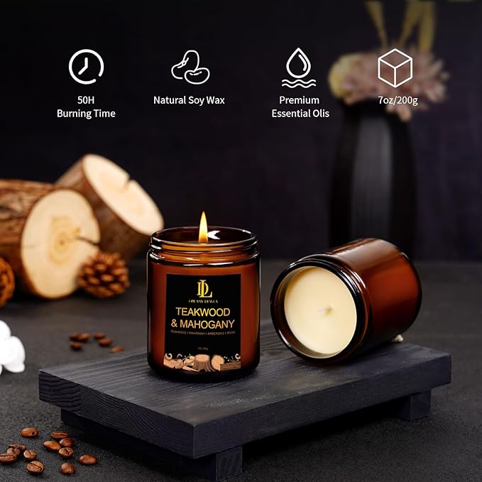 8 Pack Candles for Home Scented, Scented Candles Gifts Set for Women Men, 56 oz Soy Candle Set, Scents of Teakwood Mahogany/Smoke Vanilla/Cologne/Coffee/Patchouli Amber/Oak/Sandalwood/Cupcake