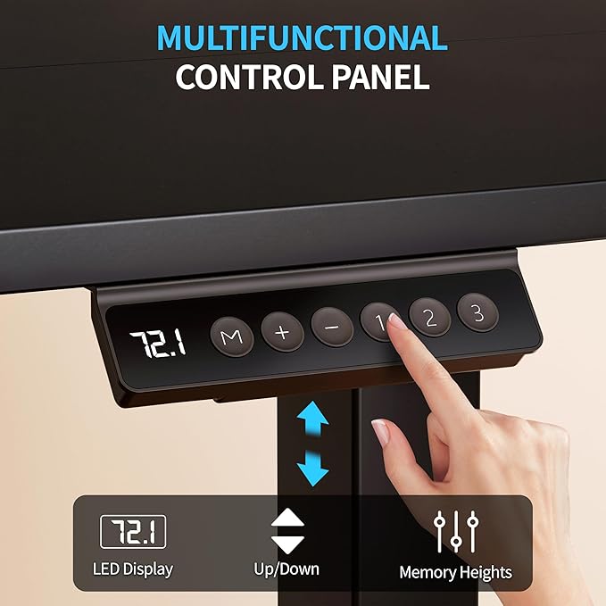 BIZUM Electric Standing Desk, 55" x 24" Height Adjustable Desk, Black Sit to Stand Desk Memory Gaming Computer Workstation for Home Office