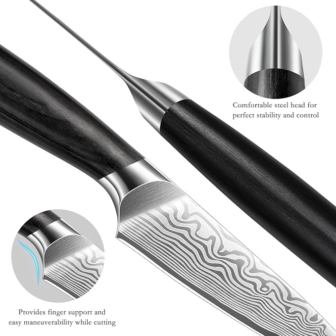 Paring Knife 3.75 Inch, High Carbon Powder Steel Forged Small Kitchen Knives, Razor Sharp Japanese Fruit Knife with Ergonomic Pakkawood Handle