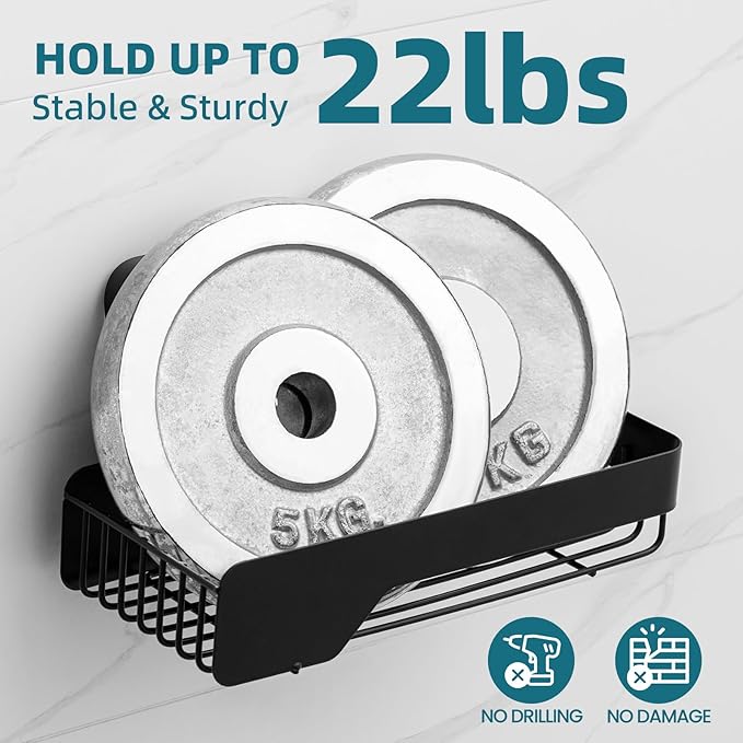 TAILI Shower Caddy Suction Cup 2 Pack,Stainless Steel Rustproof Shower Shelves,No Drilling Wall Mounted Basket,Large Capacity,Removable Suction Cup Bathroom Organizers & Home Decor,Black