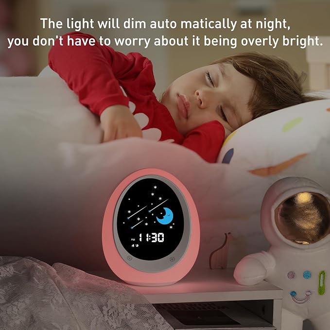 Ok to Wake Clock, Sleep Training Kids Alarm Clock with Sun & Moon, Green Light Red Light, Nap Timer for Toddler Children