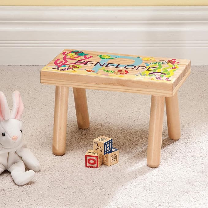 Custom Children’s Step Stool, Customized with Kid’s Name, Under The Sea Mermaid Design