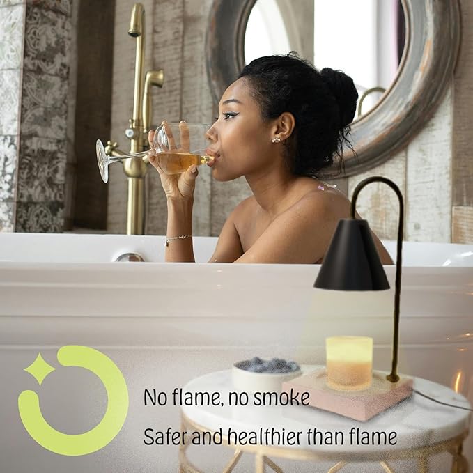 NOCTILICUA Electric Candle Warmer Lamp, Dimmer, Timer, Wooden Base with Gold Stand, White Shade, gift for Mother's Day, birthday, Christmas, Thanksgiving, Room Decor, Scented Wax Jar Candle Warmer