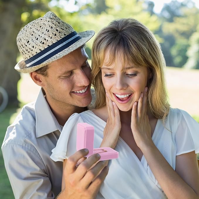 Sureio 24 Pcs Velvet Necklace Ring Boxes Bulk Earring Pendant Jewelry Gift Display Case for Proposal Anniversary Wedding Engagement Birthday Gift(Pink)