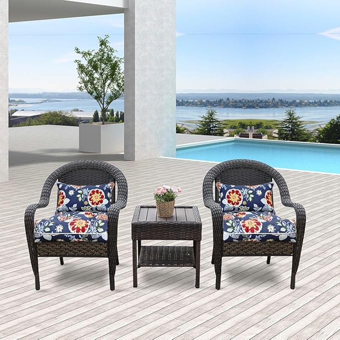 JMGBird Outdoor Chair Cushion Set of 2 Patio Cushions 19x19 with Ties Outdoor Cushions for Patio Furniture