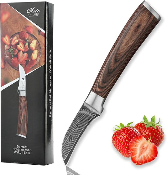 Wakoli EDIB Peeling Knife, 6.9-Inch Damascus Kitchen Knife, VG10 Core, Pakkawood Handle, Knife for Food Peeling in Gift Box