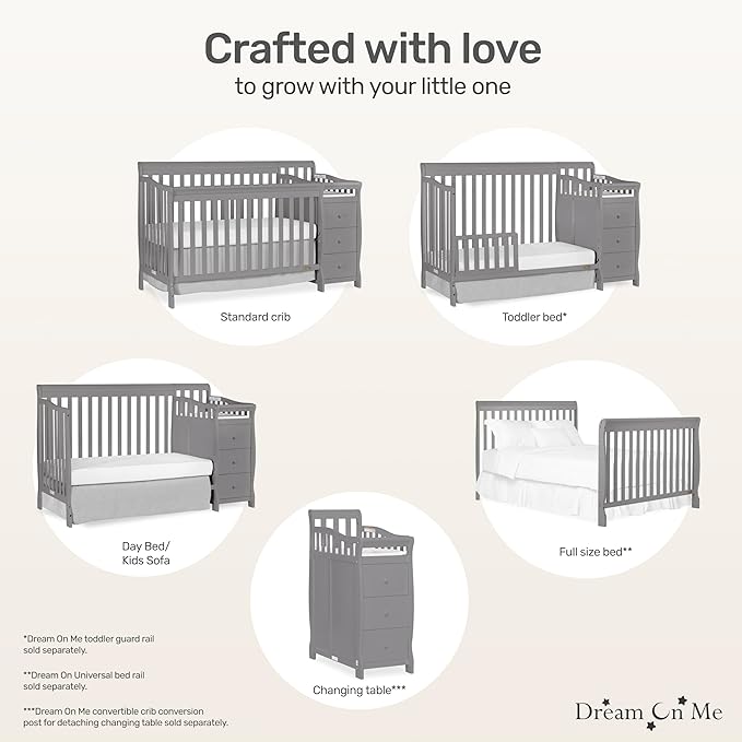Dream On Me 5 in 1 Brody Convertible Crib with Changer