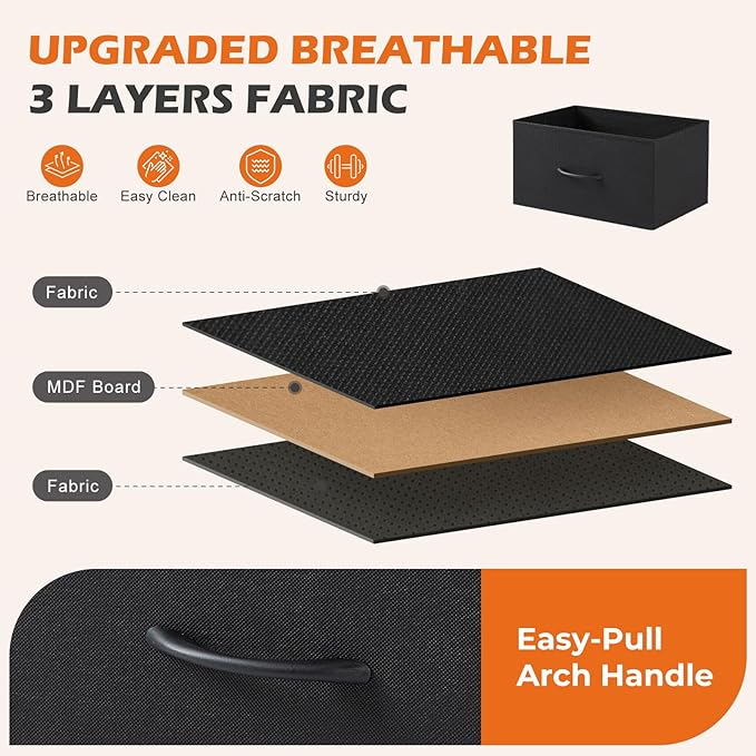 Sweetcrispy Dresser with 9 Drawers for Bedroom, Fabric Dresser Storage Tower, Chest of Drawers Organizer Unit, Storage Cabinet for Hallway, Closets, Steel Frame, Wood Top