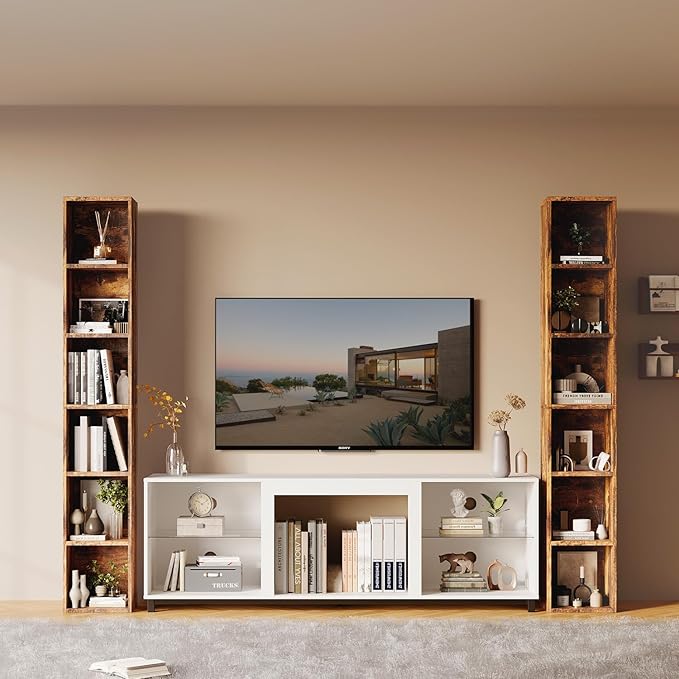 oneinmil 71.5" Tall Narrow Bookshelf, 6-Tier Cube Display Rack, Modern Corner Bookshelf with Storage Space, CD Storage Cabinet for Home Office (Brown 1 Pack, 6-Tier)