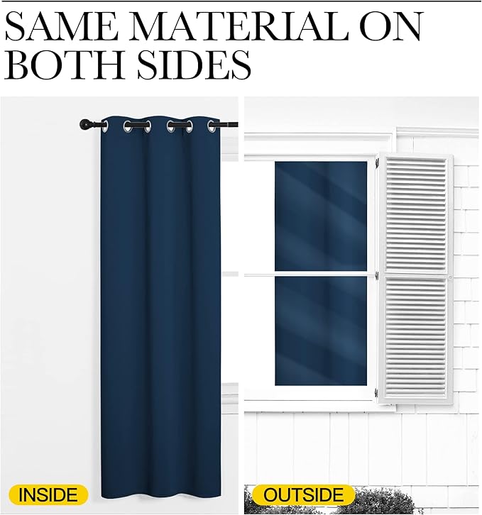 NICETOWN 84 inches Blackout Curtains for Office and Theater, Thermal Insulated Solid Grommet Drapes for Living Room (Moroccan Blue, 1 Pair, 42 inches Wide)