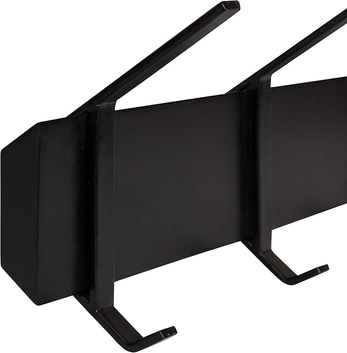 Kate and Laurel Rossmore Farmhouse 5-Hook Wall Hanging Coat Rack, Black, Modern Hanging Rack for Coats, Bags, Or Pots and Pans