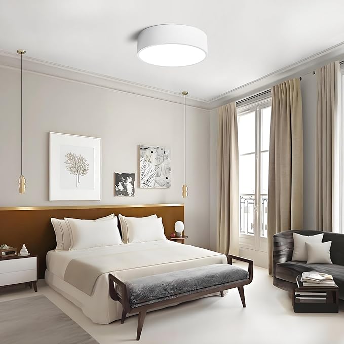 Dimmable LED White Flush Mount Ceiling Light Fixture,Modern Round Hallway Lighting Fixtures,5CCT 2700K-6000K Ceiling Lights Fixtures for Kitchen Bedroom Entryway Laundry Room Closet 11.8 Inch