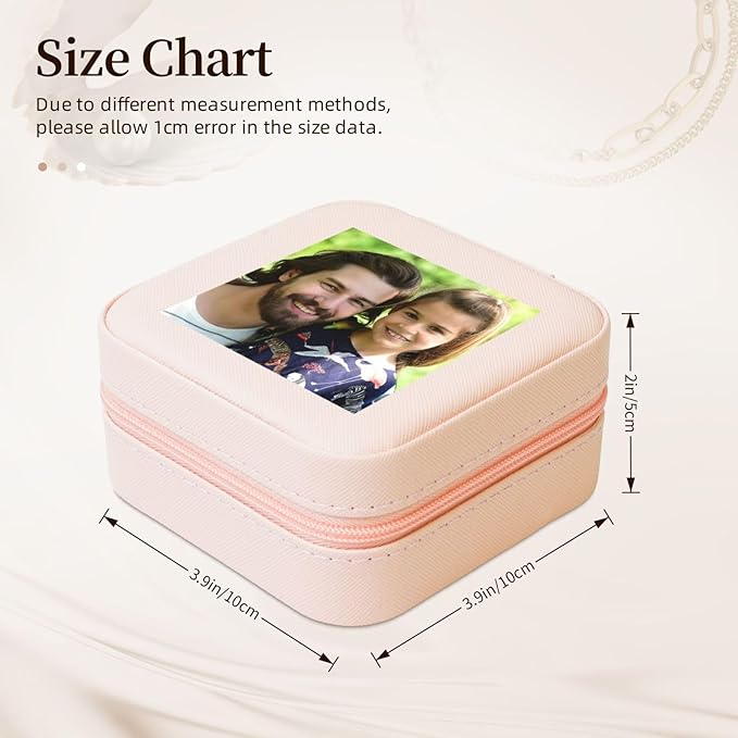 Personalized Jewelry Box Gifts for Women - Custom Jewelry Organizer with Image Text Logo - Customized Travel Leather Jewelry Case for Mom Wife Wedding Girls