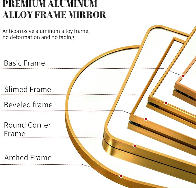 Beauty4U 71" x 32" Large Full Length Mirror with Stand, Gold Wall Mounting Full Body Mirror, Metal Frame Full-Length Tempered Mirror for Living Room, Bedroom