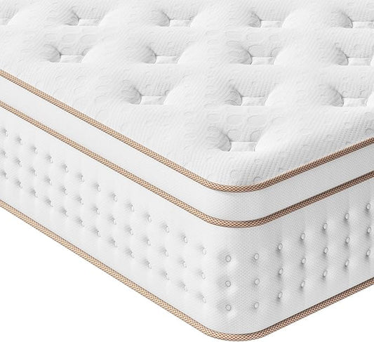 Vesgantti Cal King Mattress, 12 Inch Memory Foam Hybrid Mattress in a Box with Individual Pocket Spring, Cal King Size Mattress for Pressure Relief, Motion Isolation, Medium Firm Support