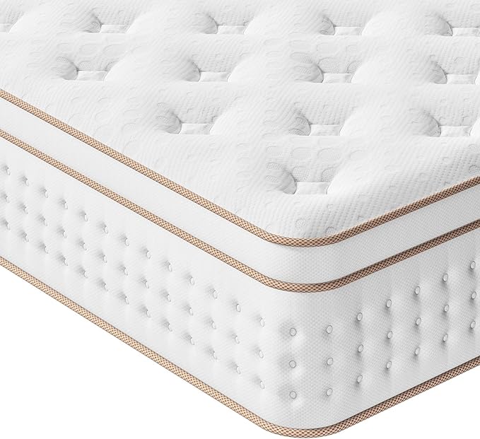Vesgantti Twin Mattress, 12 Inch Memory Foam Hybrid Mattress in a Box with Individual Pocket Spring, Twin Size Mattress for Pressure Relief, Motion Isolation, Medium Firm Support