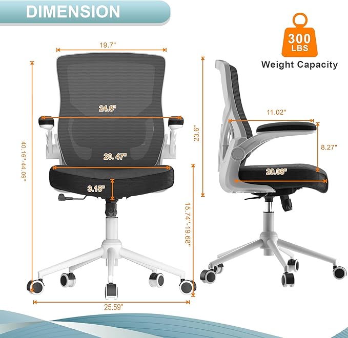 Office Chair, High Back Desk Chair Adjustable Height and Ergonomic Design Home Office Computer Chair Executive Lumbar Support Padded Flip-up Armrest Swivel Task Chair