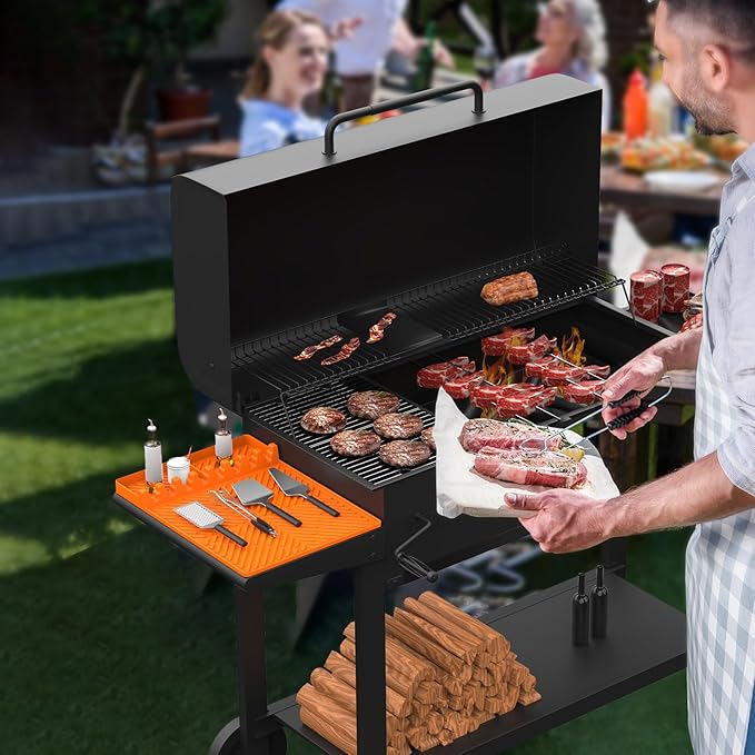 Silicone Griddle Tools Mat for Blackstone, Spatula Mat with Drip Pad Grill Utensil Holder Side Shelf Mat for Kitchen, Cooking, Countertop, Griddle Accessories for Blackstone, 2 Packs