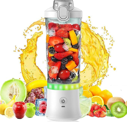 Portable Blender for Smoothies Shakes Juice, 20 Oz for Gym Home Office Travel, Personal Small Mini Glass Mixer, with 6 Blades 150W USB Rechargeable Electric Handheld Blender Cup Watter Bottle