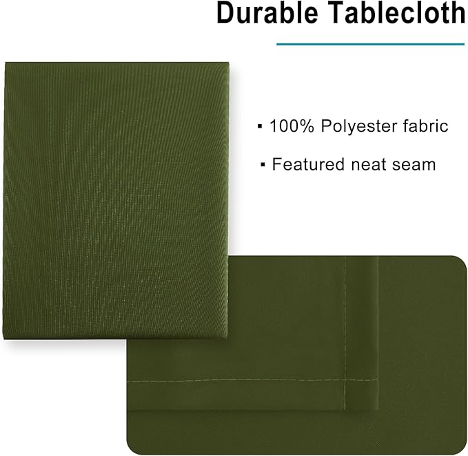 Hiasan Olive Green Tablecloth for Square Tables - Waterproof and Spillproof Washable Fabric Table Cloth for Dining Room Kitchen Party, 60 x 60 Inch