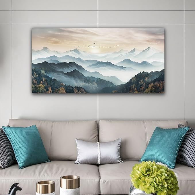 Lapremoly Large Wall Art For Living Room Canvas Wall Decor For Office Bedroom Wall Decoration Fog Forest Wall Painting Mountain Landscape Wall Prints Pictures Artwork Modern Home Decor 30 X 60 in