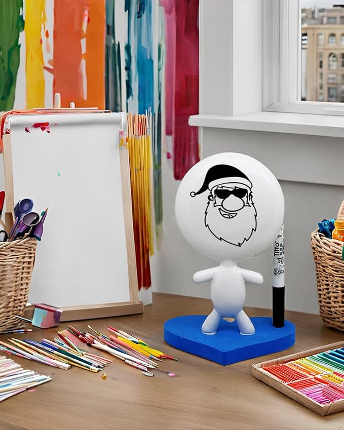 Coworker Gifts - TITTO in Love, Draw Your Ideas - Home Gift - Deco Your Desk - Ceramic Doll - Titto The Dry Erase Message & Memo Doll Whiteboard - Blue Office (Blue)