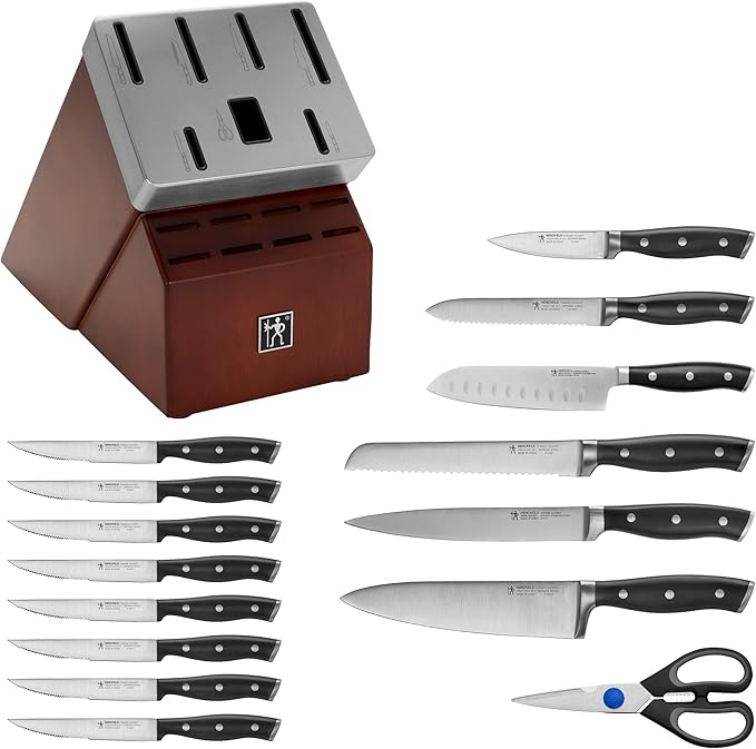 HENCKELS Forged Accent 16-pc Self-Sharpening Knife Block Set, Walnut