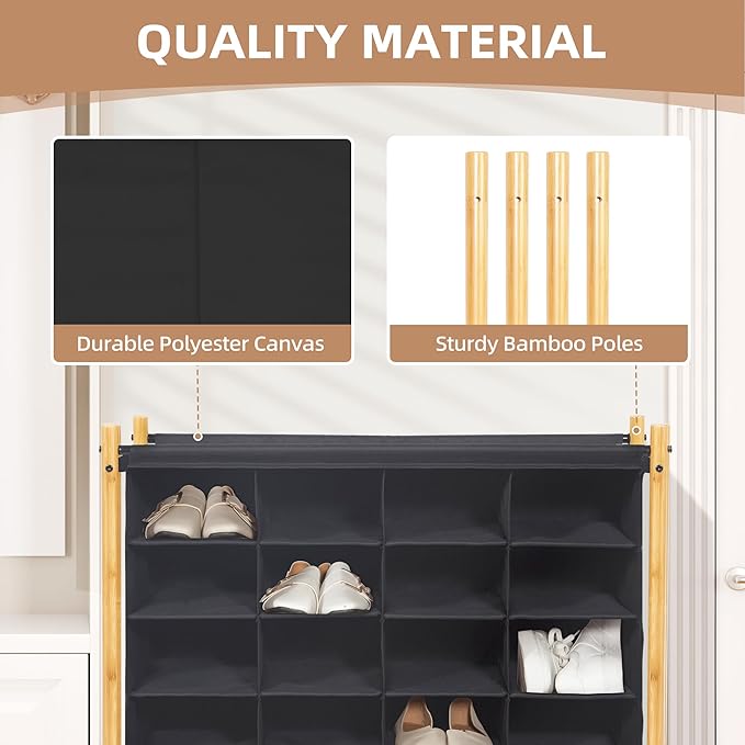 STORAGE MANIAC Shoe Cubby Organizer, Free Standing Shoe Cube Rack for Entryway, Bedroom, Apartment, Closet, Bamboo