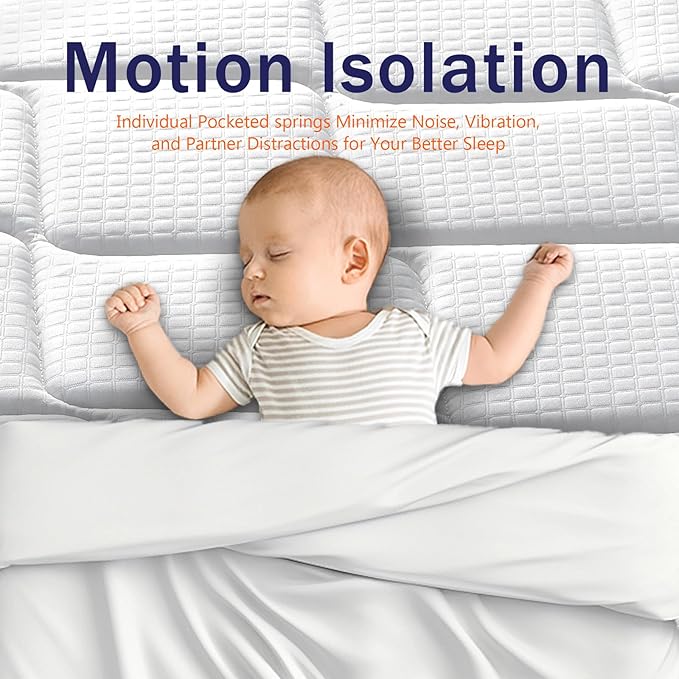 Twin Mattress, 6 Inch Hybrid Innerspring Memory Foam, Medium Soft, Motion Isolation, Pressure Relief, White and Blue (Twin XL)