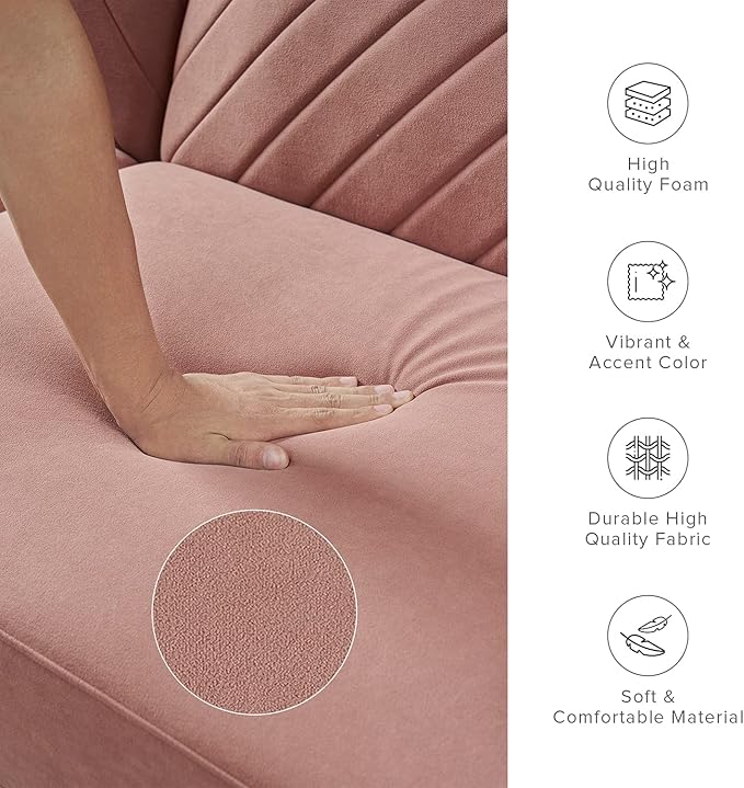 mopio 76.8" Futon Sofa Bed, Small Couch, Sleeper, Loveseat, Mid Century Modern Futon Couch, Sofa Cama, Couches for Living Room (Old Rosa Velvet)