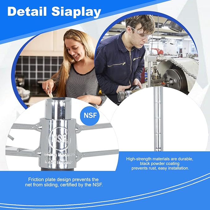 PayLessHere Metal Shelving Storage Shelves Garage Shelving 4-Tier Adjustable Shelf 600 lbs Total Bearing Capacity Multi-Functional Durable Easy Assembly, Chrome