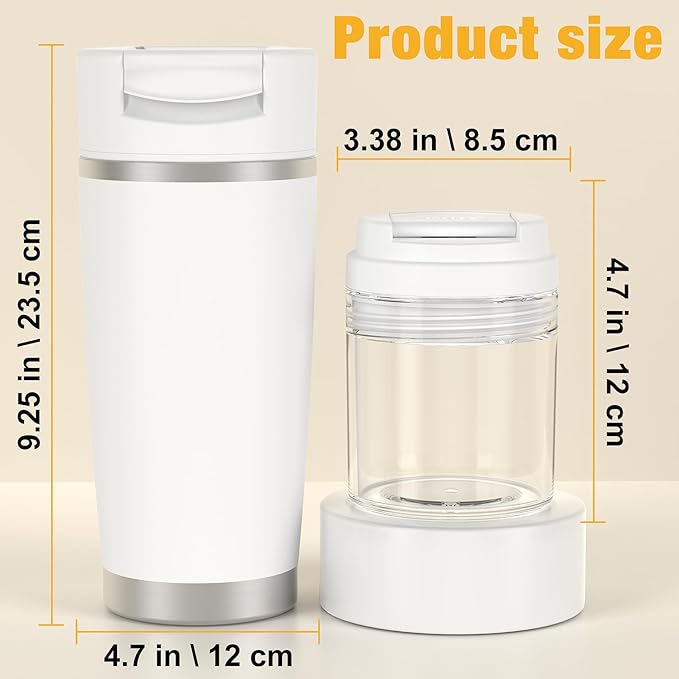 Portable Personal Blender 24oz Vacuum Cup Cordless Blender for 120 Watt Rechargeable Personal Size blender With Stainless Steel Bottle Ideal For-Shakes and Smoothies, BPA Free (White）