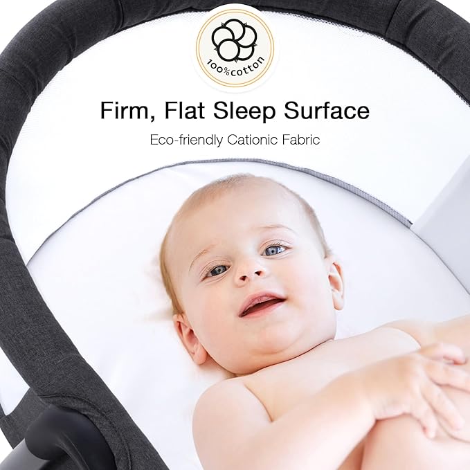 Baby bassinets,3 in1 Baby Crib, Sturdy, Portable & Easy to Assemble,Mosquito net and Portable Bag Included. (Black)