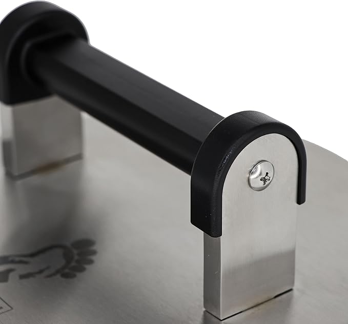 The Sasquash - Bigfoot Burger Smasher - Professional Grade Burger Press - Monster 8" Wide 3+ Pound Welded Stainless Steel Smashed Burger Grill Tool, Blackstone Griddle Steak Weight and Flat Top Press