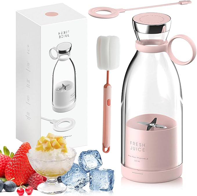 JuiceNGobrand - JuiceNGo Portable Blender, Cordless Juice N Go Portable Blender for Smoothies, Smoothie Blenders with Stainless Steel Blades for Shakes and Smoothies (Pink)