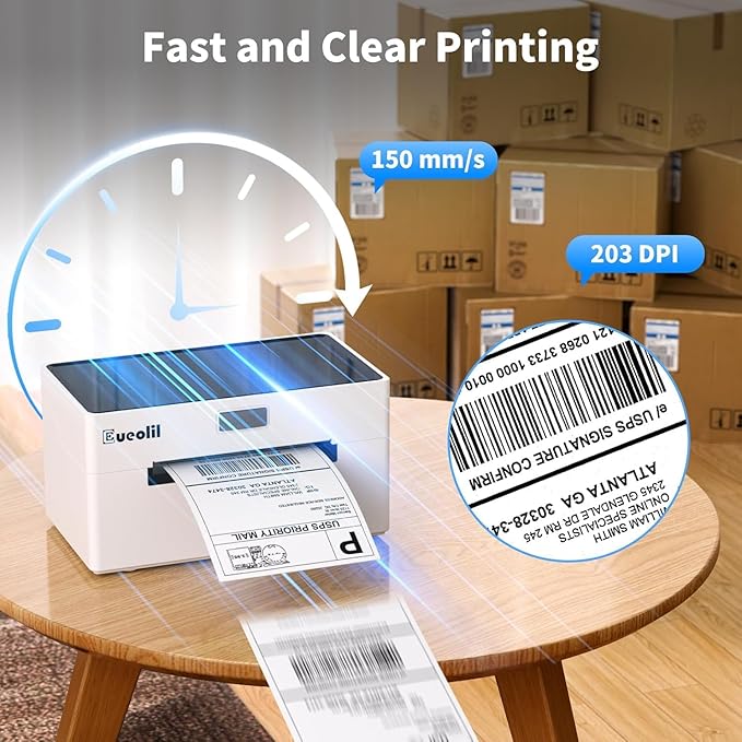 Thermal Label Printer, Compatible with Android、iPhone、Windows＆Mac,Maximum Support 4×6 Thermal Label Paper,Widely Used for Home＆Small Businesses and Shipping Label