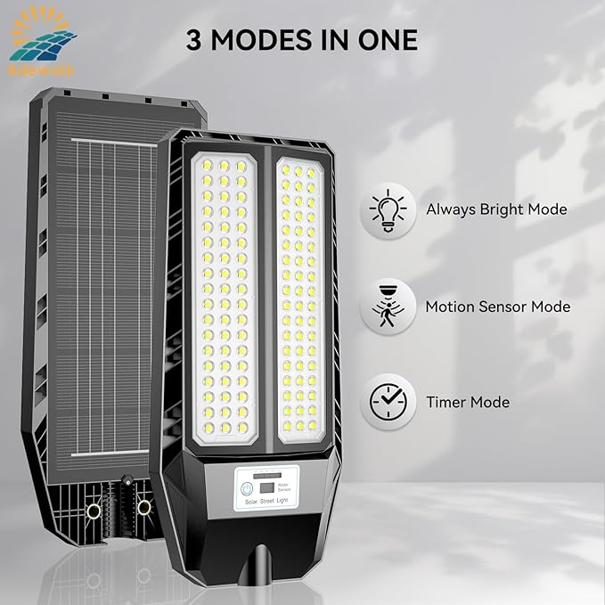 5000W Solar Lights Outdoor - 7000K LED Solar Street Lights Outdoor with Motion Sensor and Remote Control, IP66 Waterproof, Dusk to Dawn for Yard, Patio