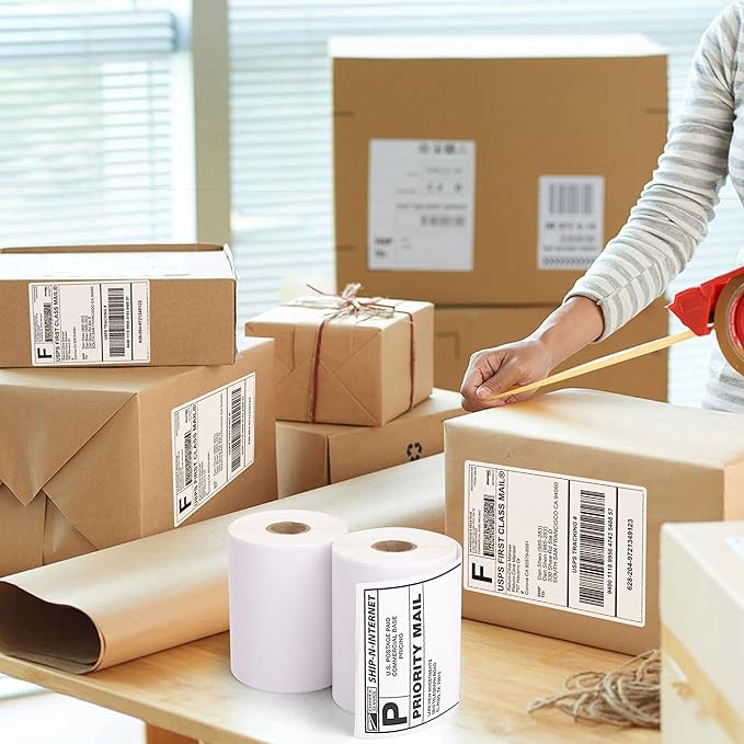 LotFancy 4x6 Thermal Labels, 440 Shipping Labels (2 Rolls) Compatible with DYMO LabelWriter 4XL 1744907, Perforated Postage Label for Rollo, Zebra Desktop Printers, Commercial Grade