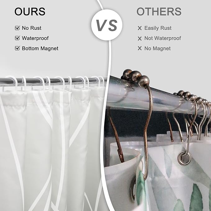 Punkray Ombre Dark Grey Striped Polyester Shower Curtain for Bathroom with Hooks, Shower Curtains for Bathroom, Waterproof Bath Accessories Hotel Style - Machine Washable 72 x 72